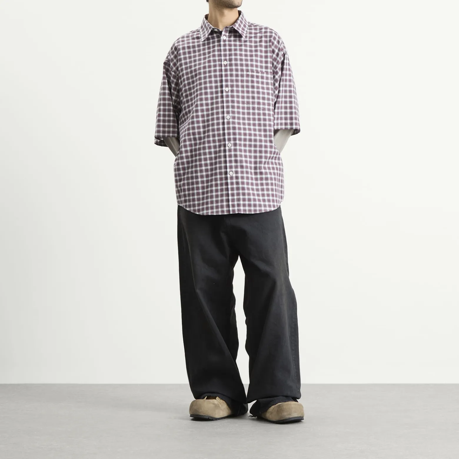 Balenciaga Check Poplin Double Layer Shirt