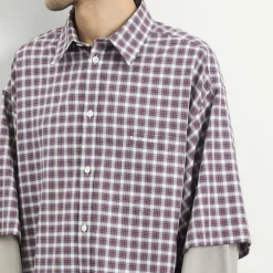 Balenciaga Check Poplin Double Layer Shirt