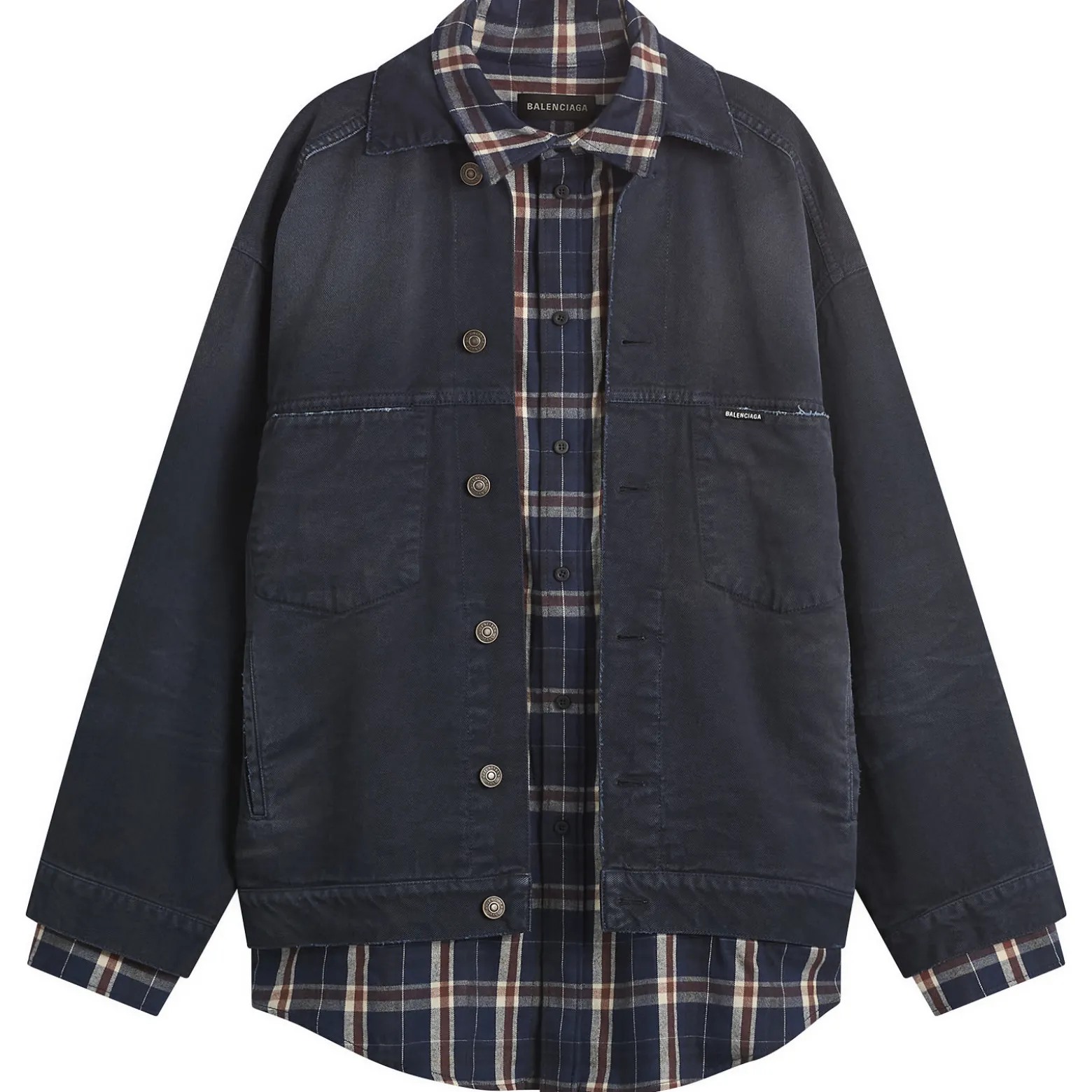 Balenciaga Double Layer Patched Shirt Jacket