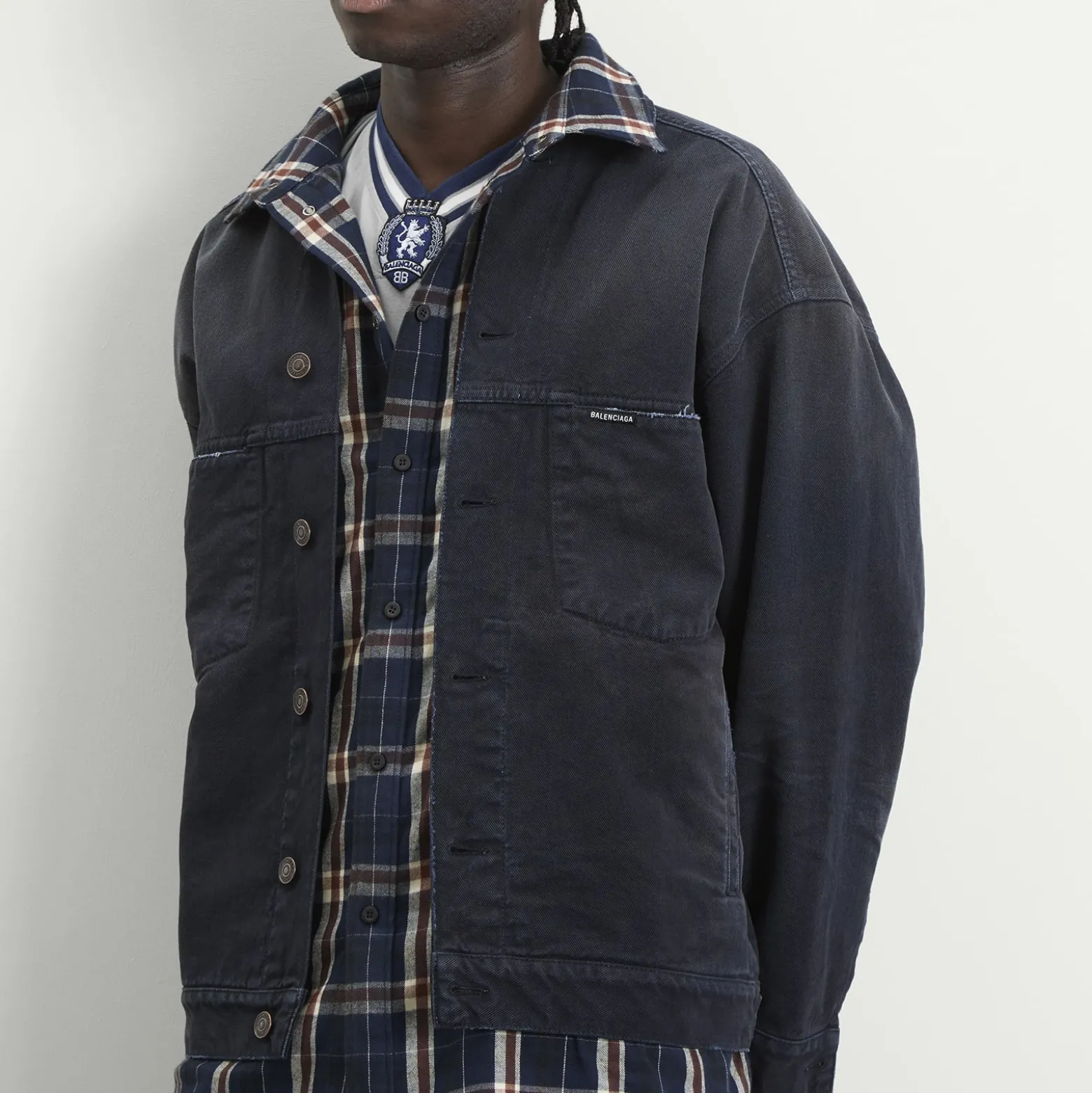 Balenciaga Double Layer Patched Shirt Jacket