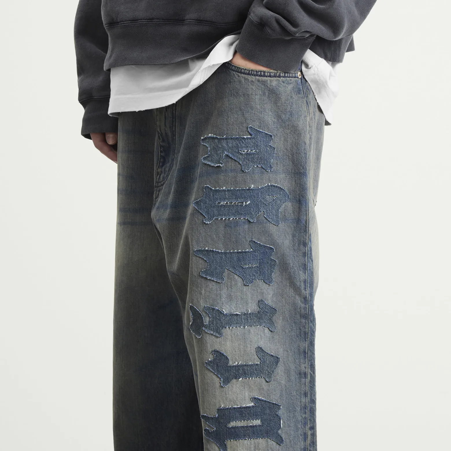 Balenciaga Patch Logo Baggy Jeans