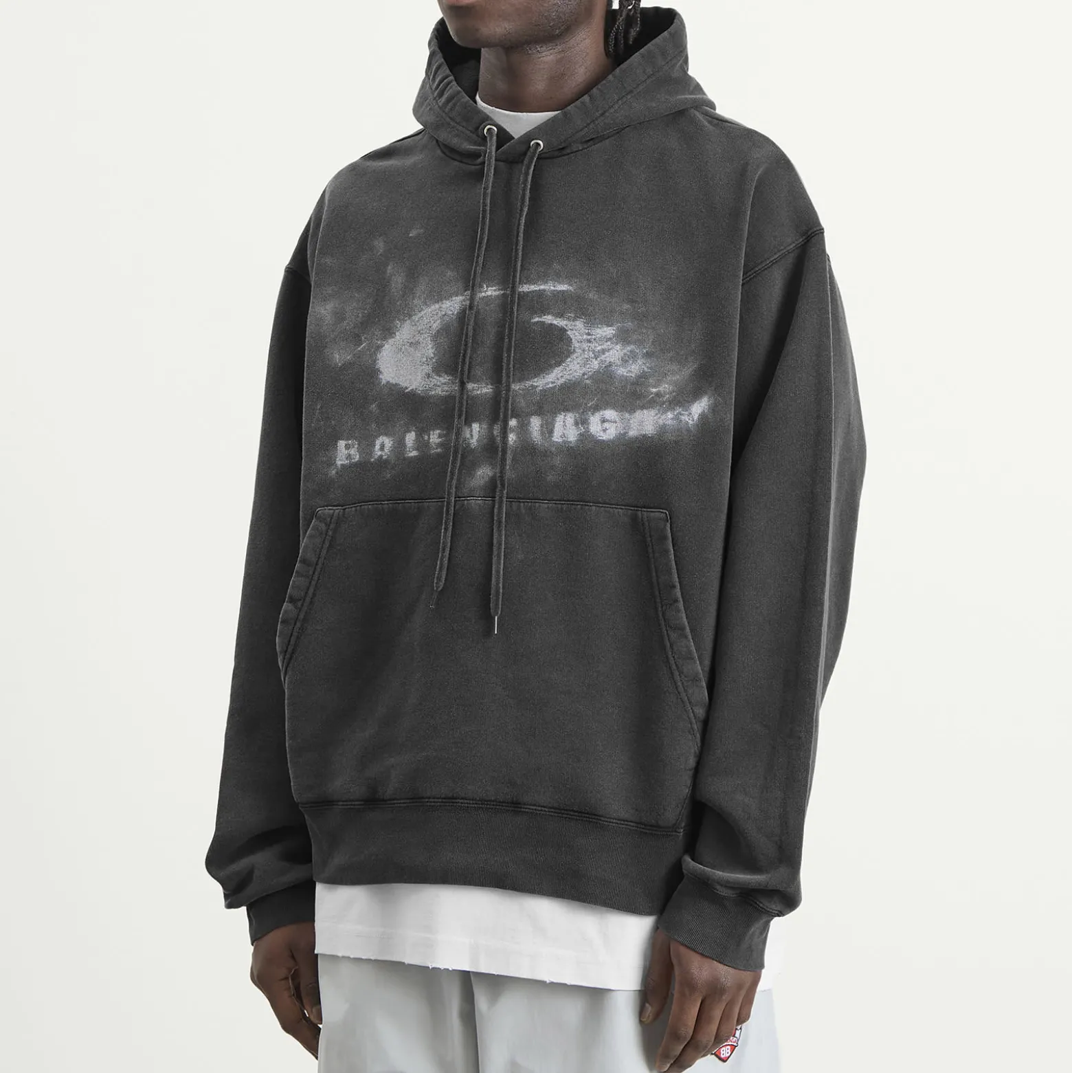 Balenciaga Washed Crayon Logo Oversized Hoodie