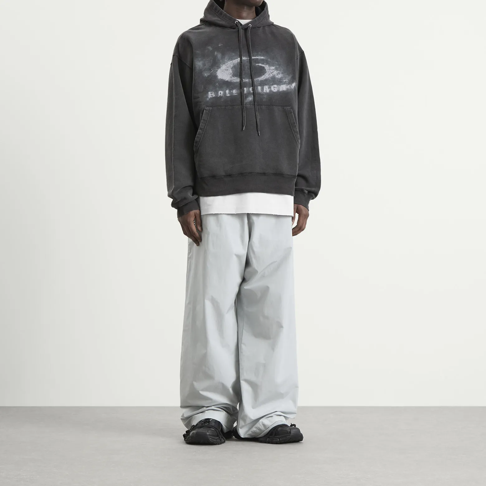 Balenciaga Washed Crayon Logo Oversized Hoodie