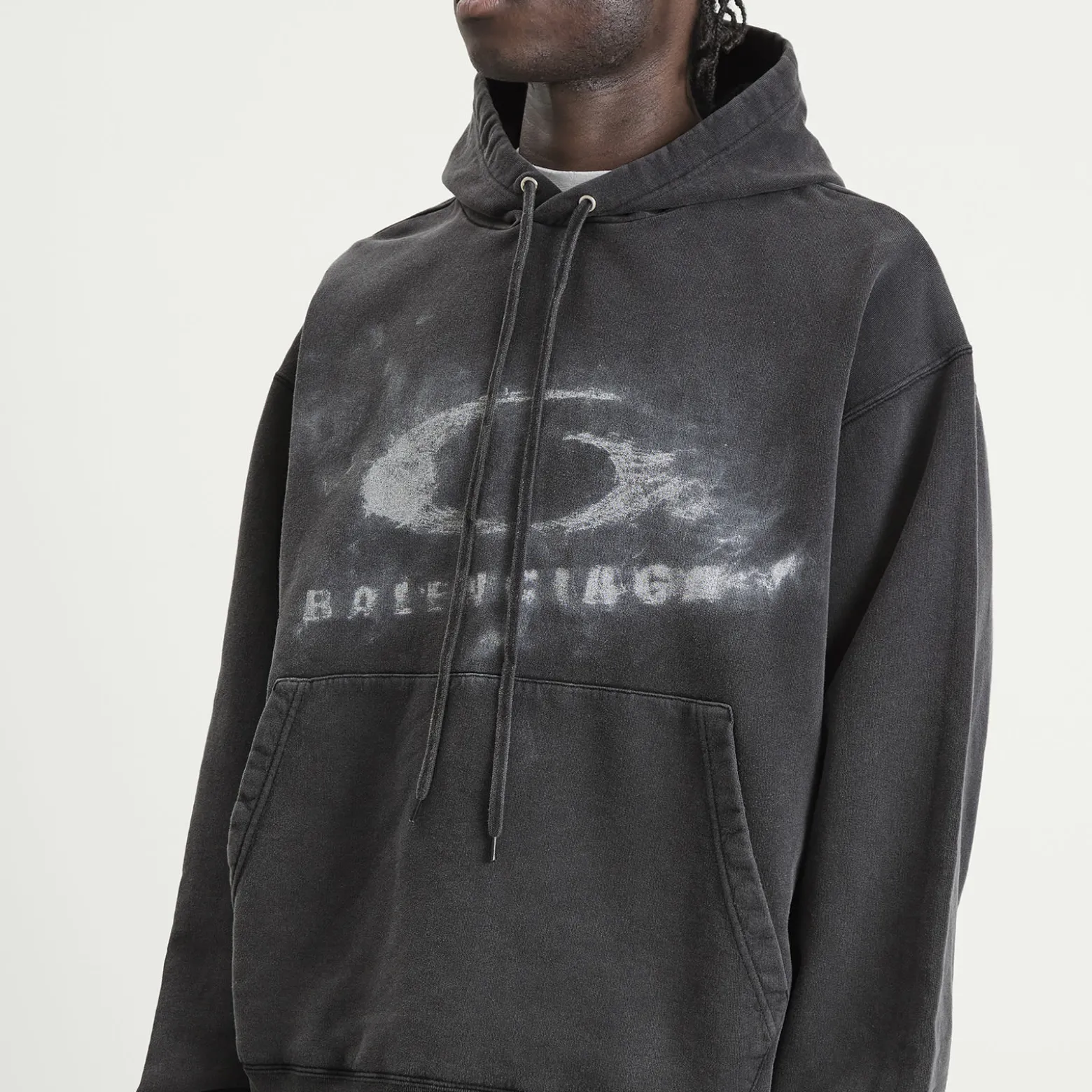 Balenciaga Washed Crayon Logo Oversized Hoodie