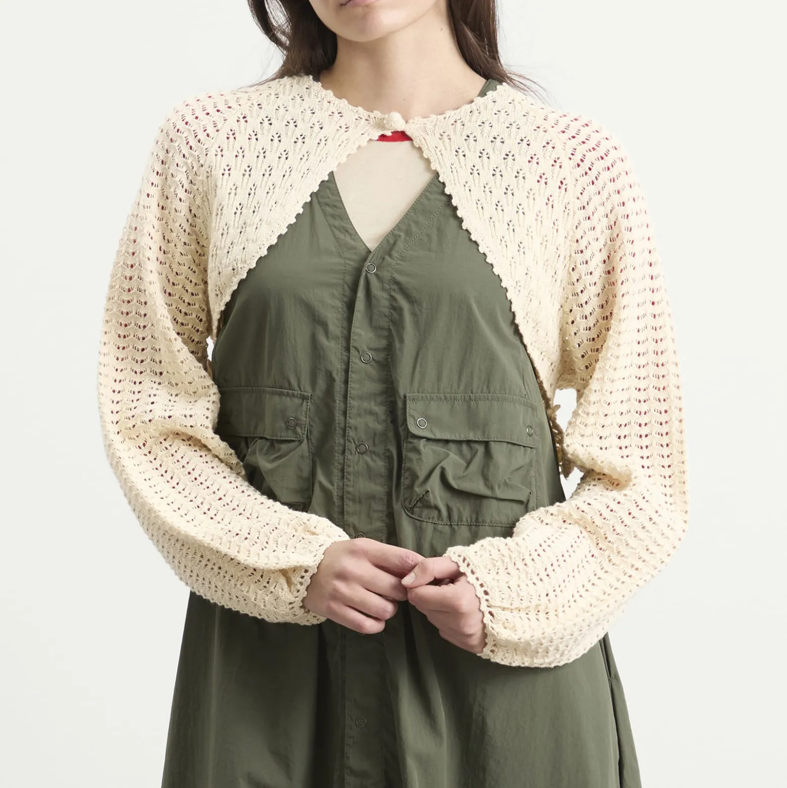 Beams Boy Lace Knit Cardigan
