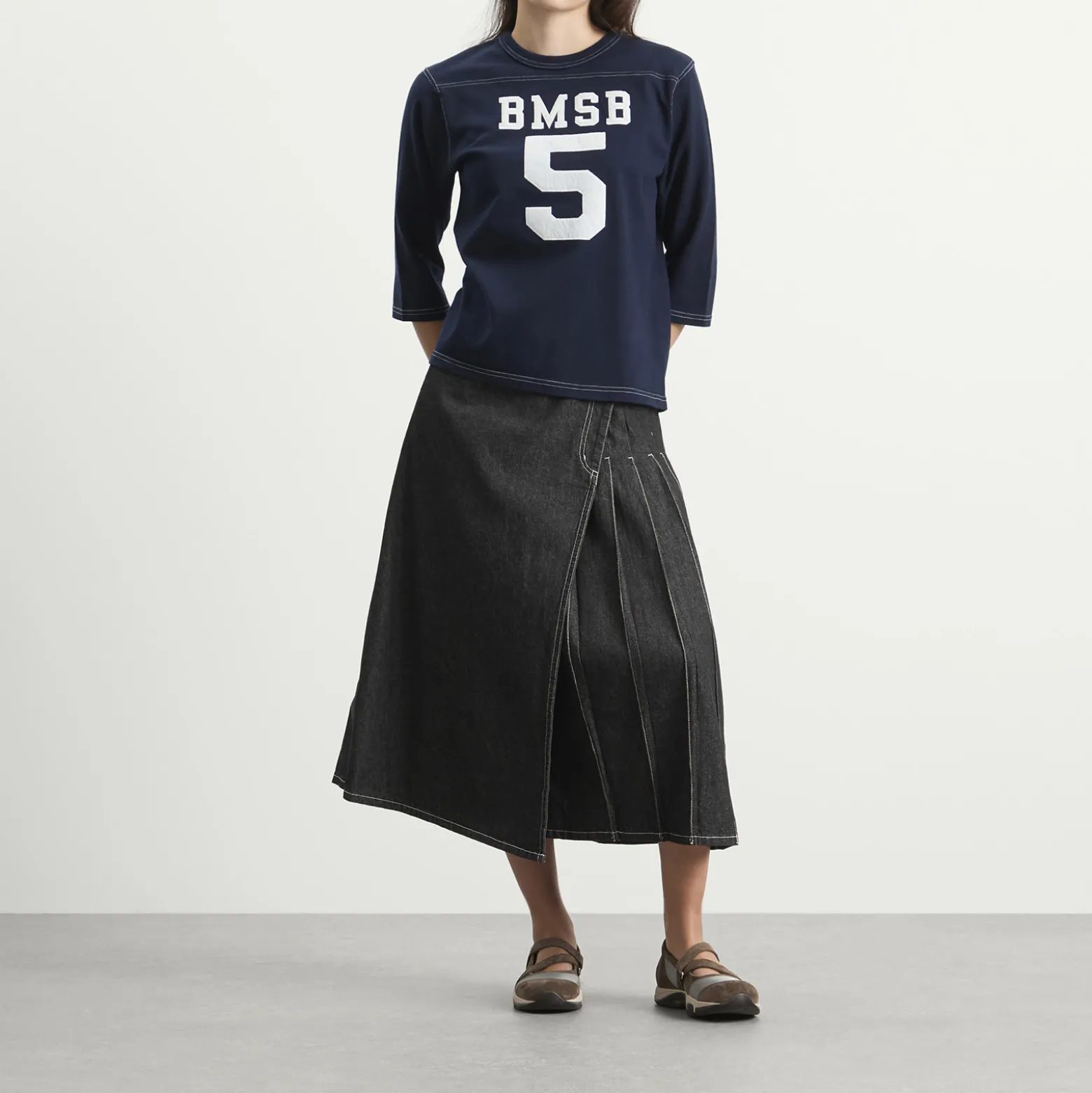 Beams Boy Wraped Pleated Skirt