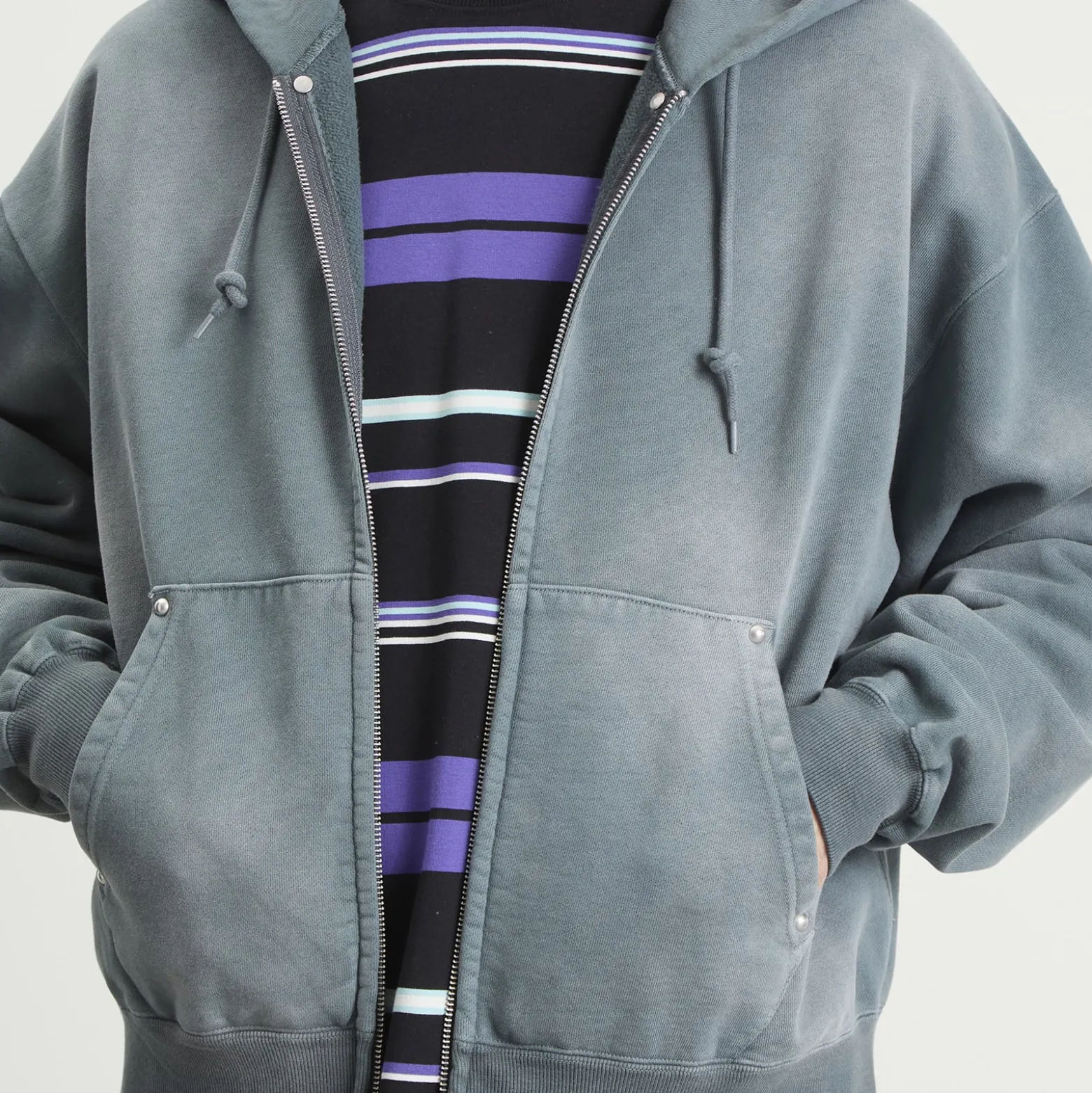 BEAMS Fade Rivet Zip Hoodie