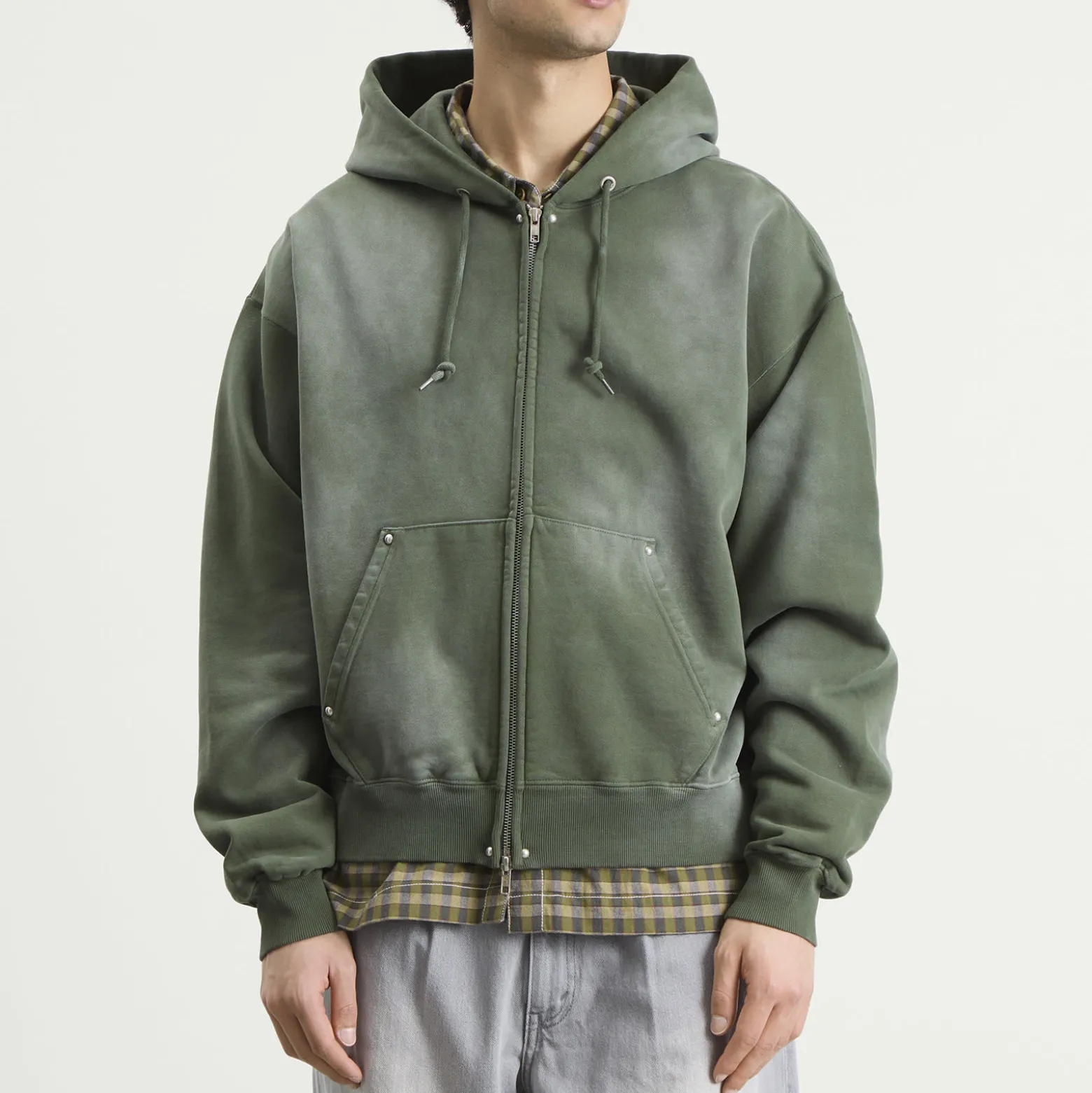 BEAMS Fade Rivet Zip Hoodie