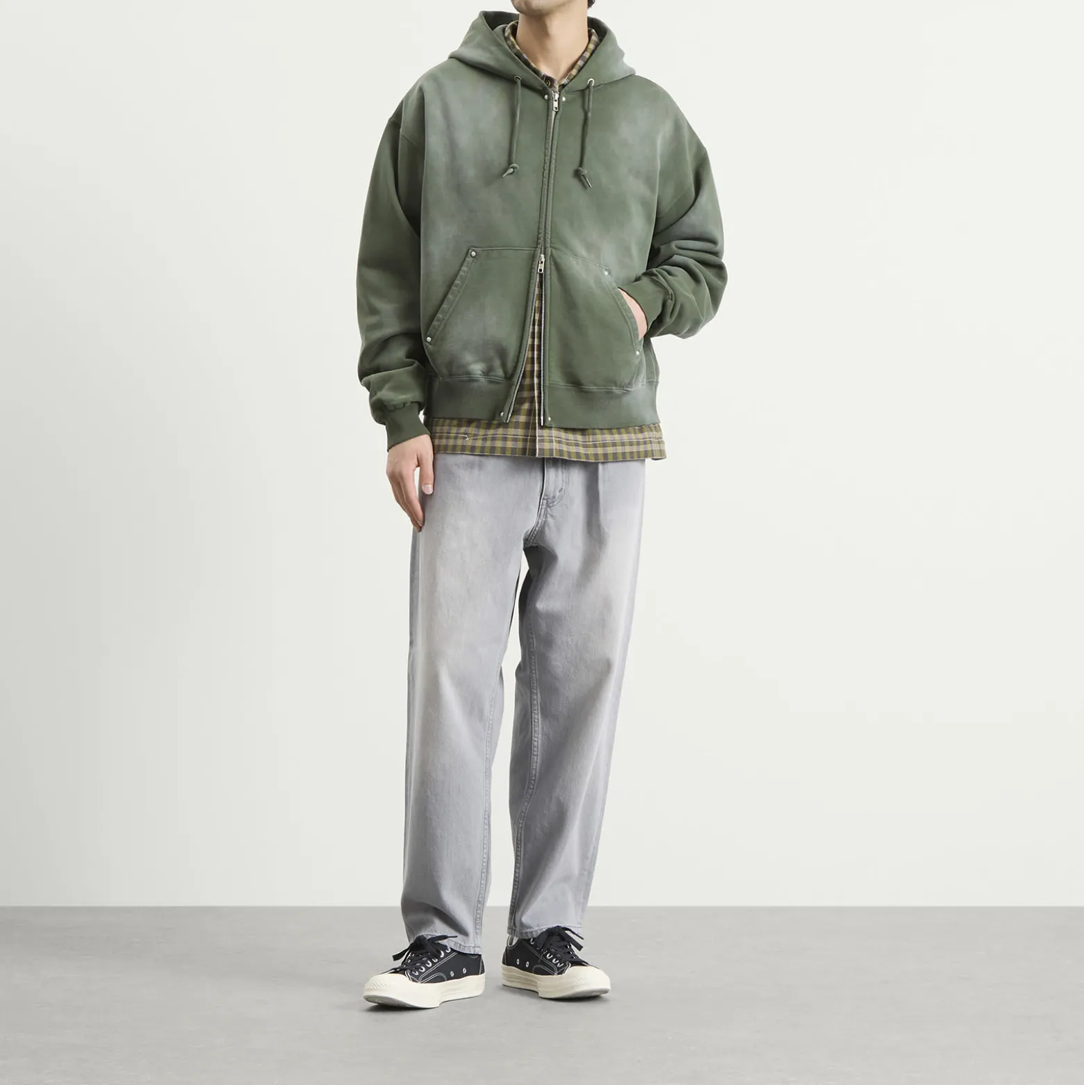 BEAMS Fade Rivet Zip Hoodie