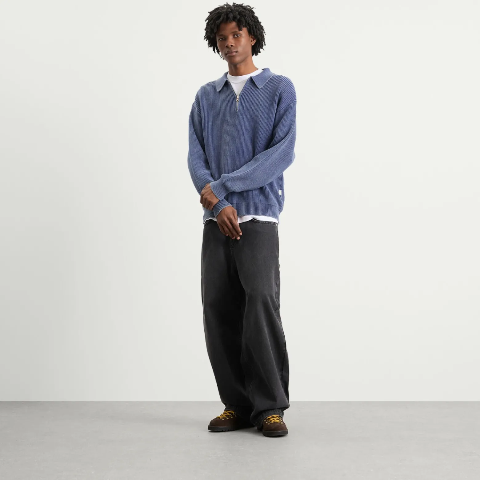 Bound Acid Wash Half Zip Pullover