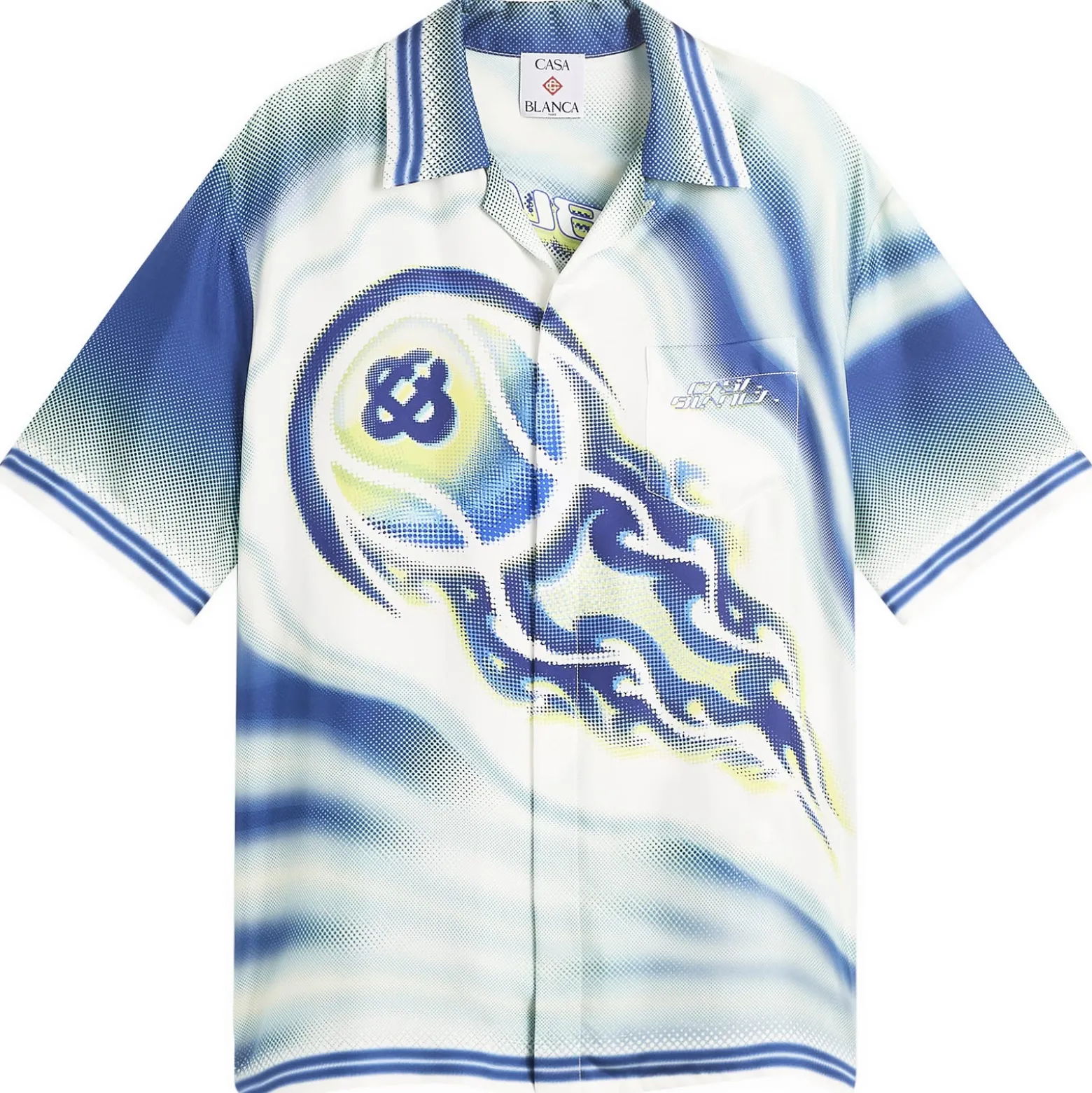 Casablanca Flaming Tennis Ball Cuban Collar Shirt