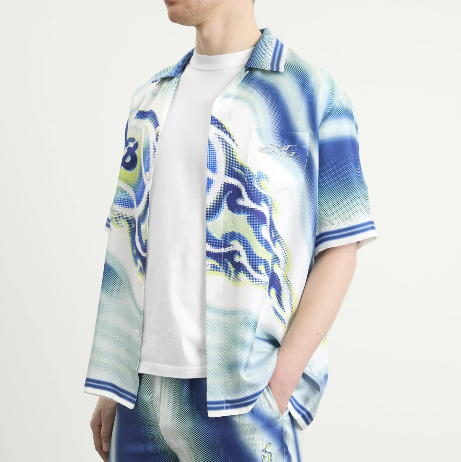 Casablanca Flaming Tennis Ball Cuban Collar Shirt