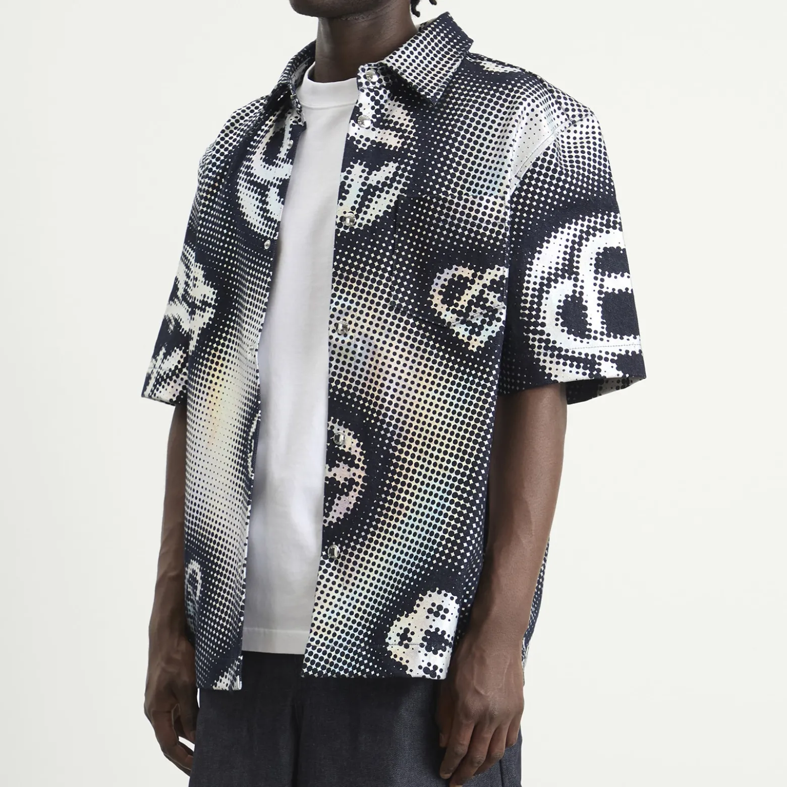 Casablanca Pearlescent Monogram Denim Shirt