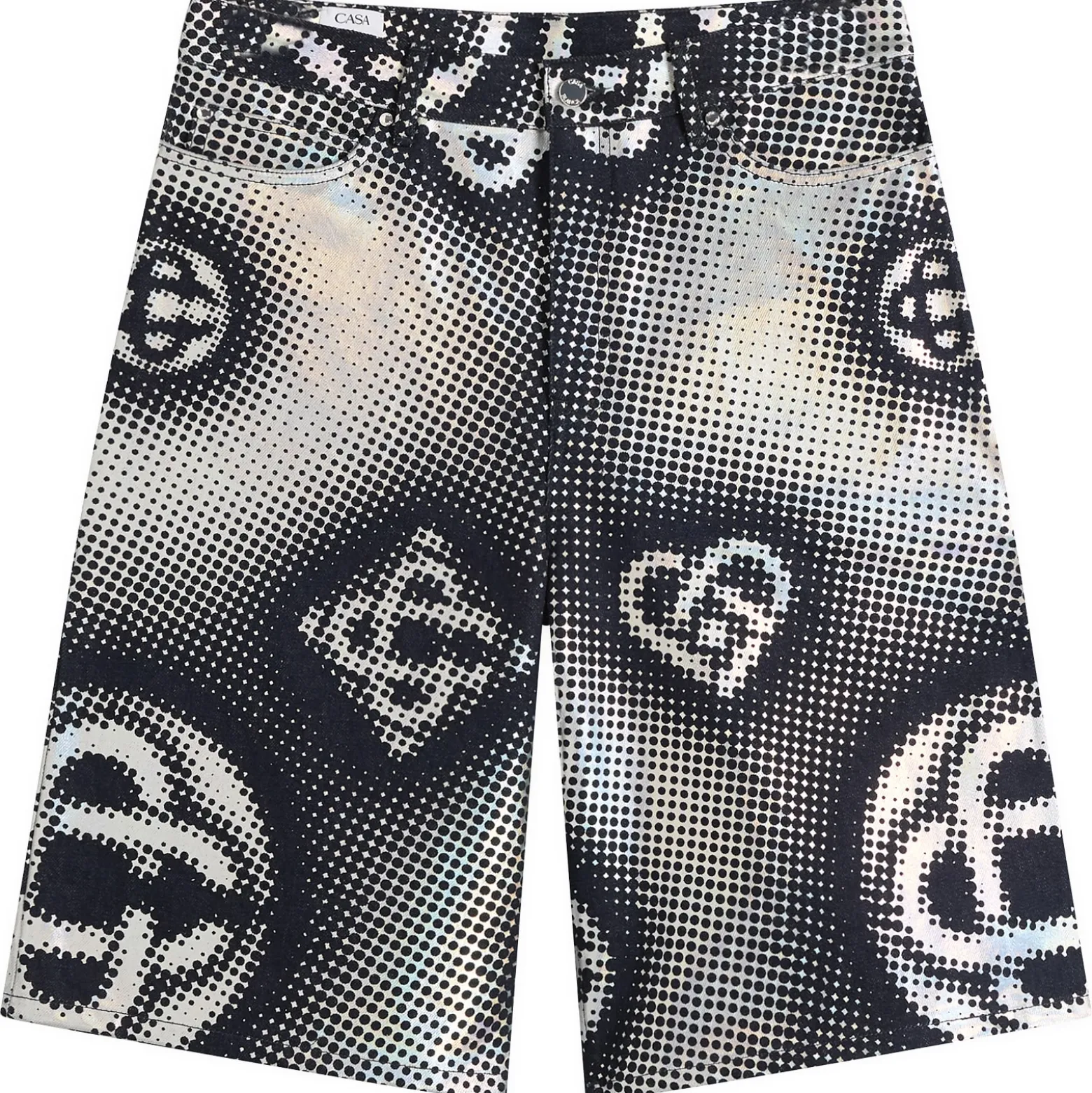 Casablanca Pearlescent Monogram Denim Shorts