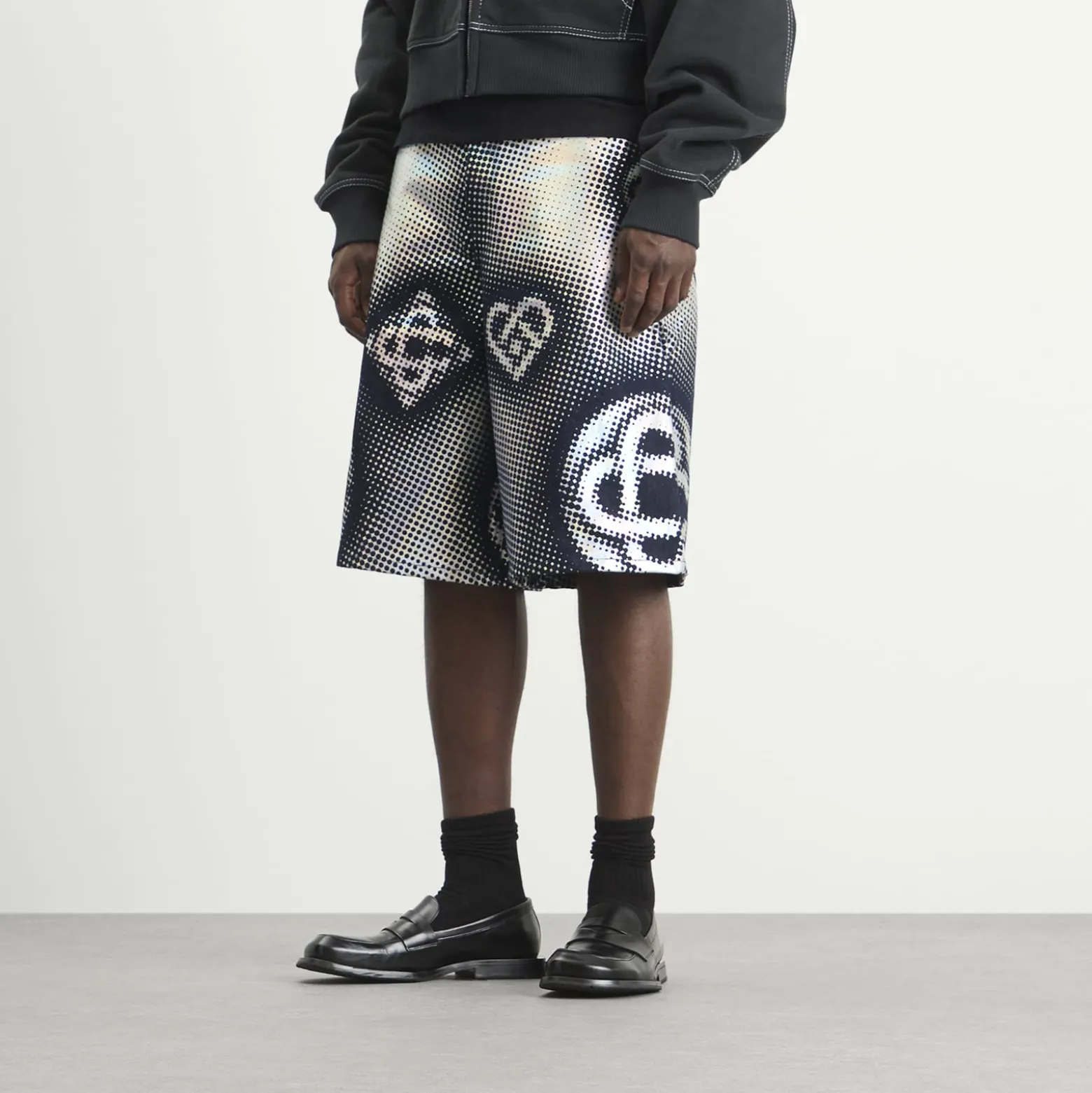 Casablanca Pearlescent Monogram Denim Shorts