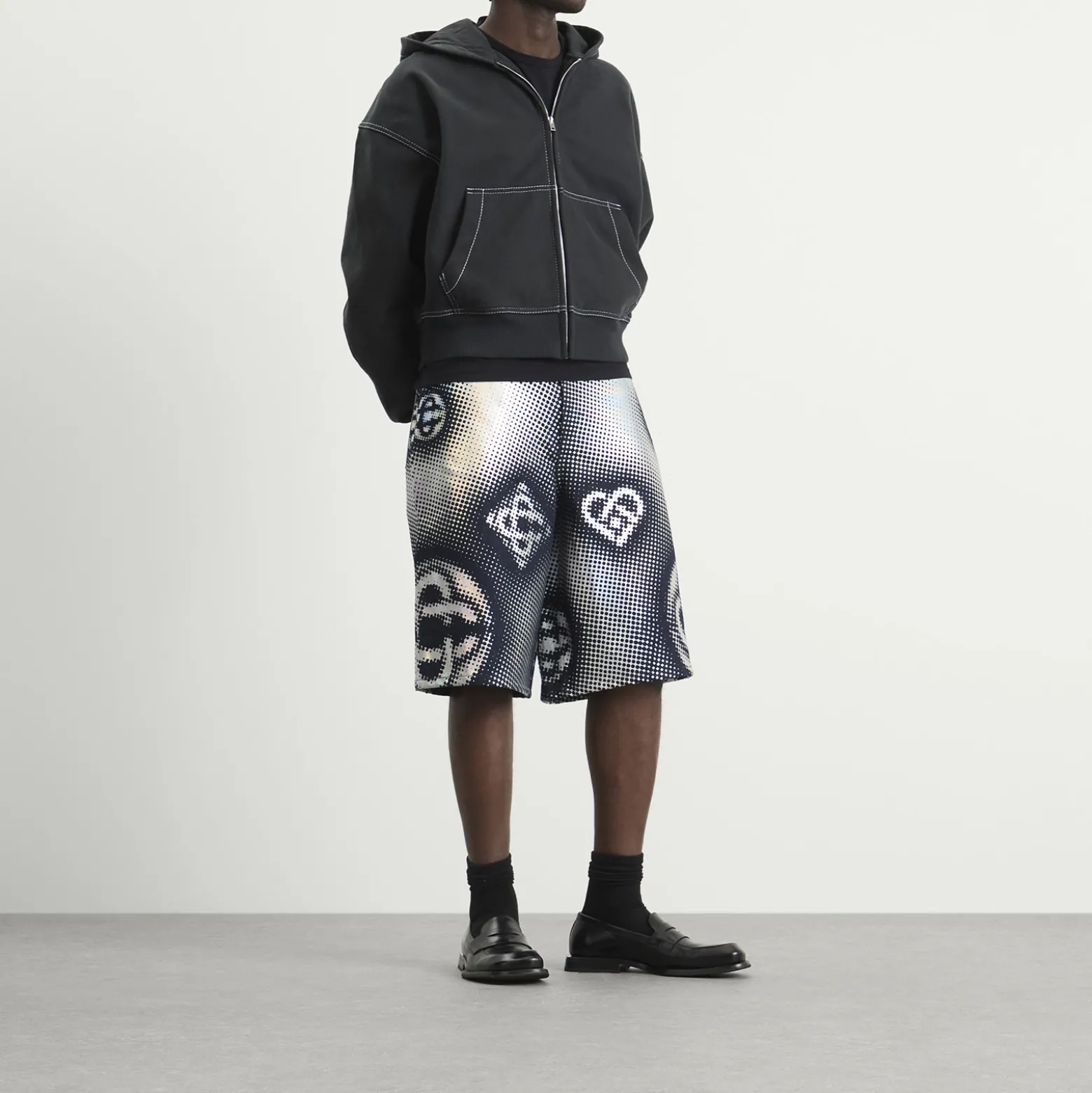 Casablanca Pearlescent Monogram Denim Shorts