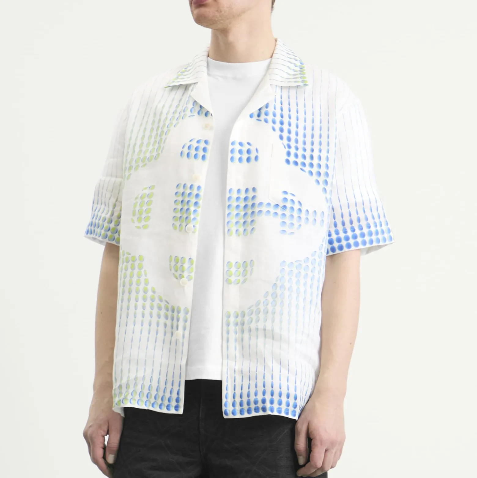 Casablanca Pills Cuban Collar Linen Short Sleeve Shirt