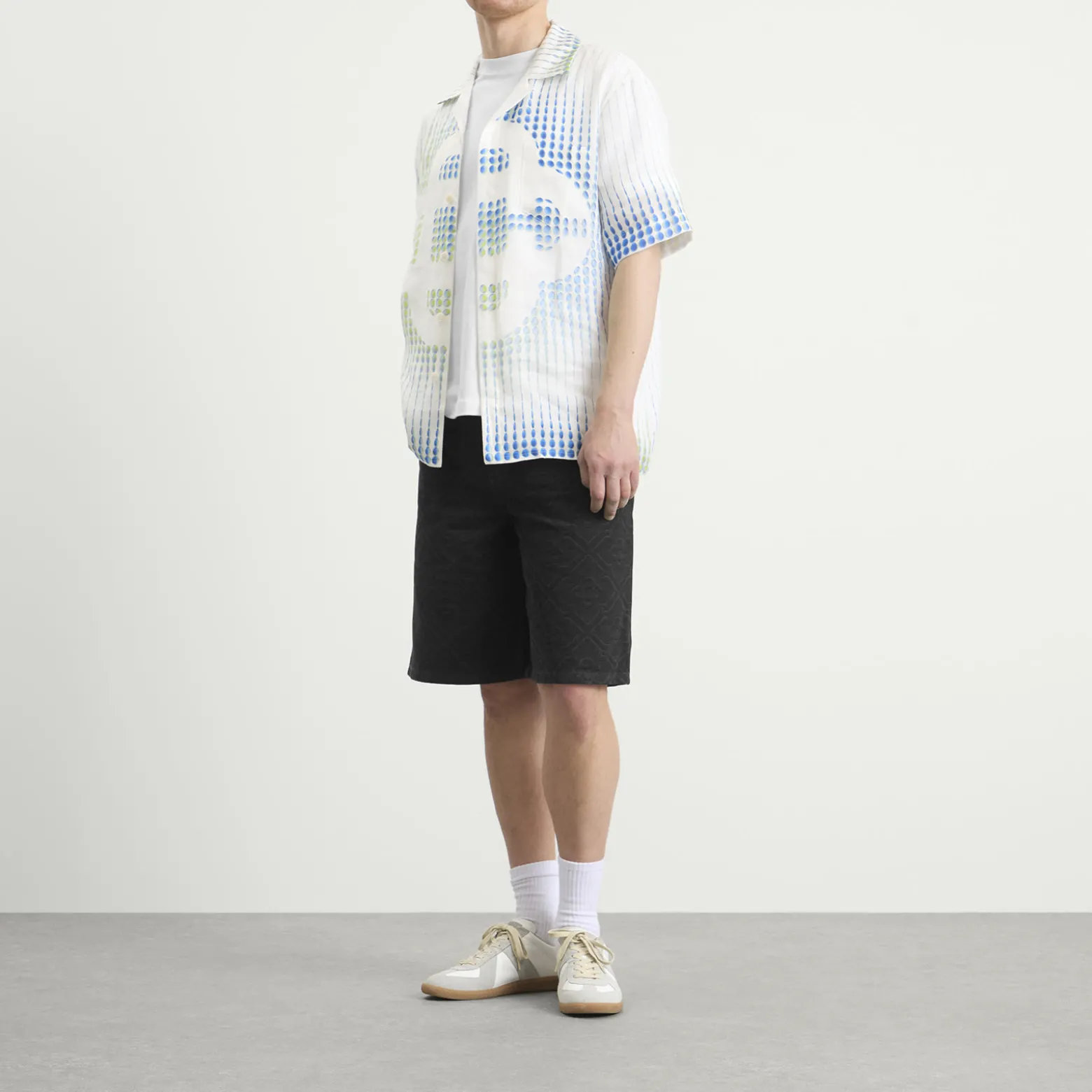 Casablanca Pills Cuban Collar Linen Short Sleeve Shirt