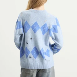 Charles Jeffrey Loverboy Distressed Argyle Jumper