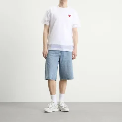 Comme des Garçons Play Mesh T-Shirt Red Emblem