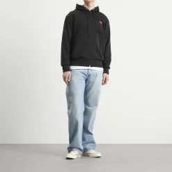 Comme des Garçons Play Red Emblem Zip Hoodie