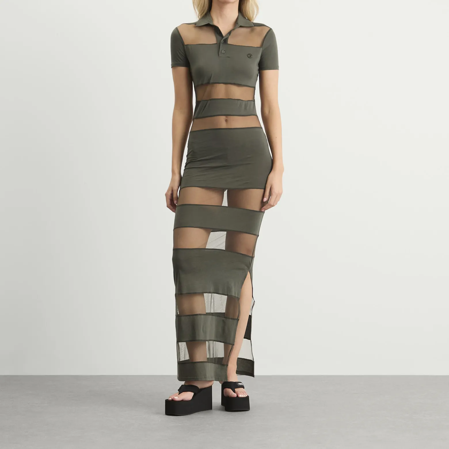 Coperni Striped Sheer Polo Dress