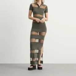 Coperni Striped Sheer Polo Dress