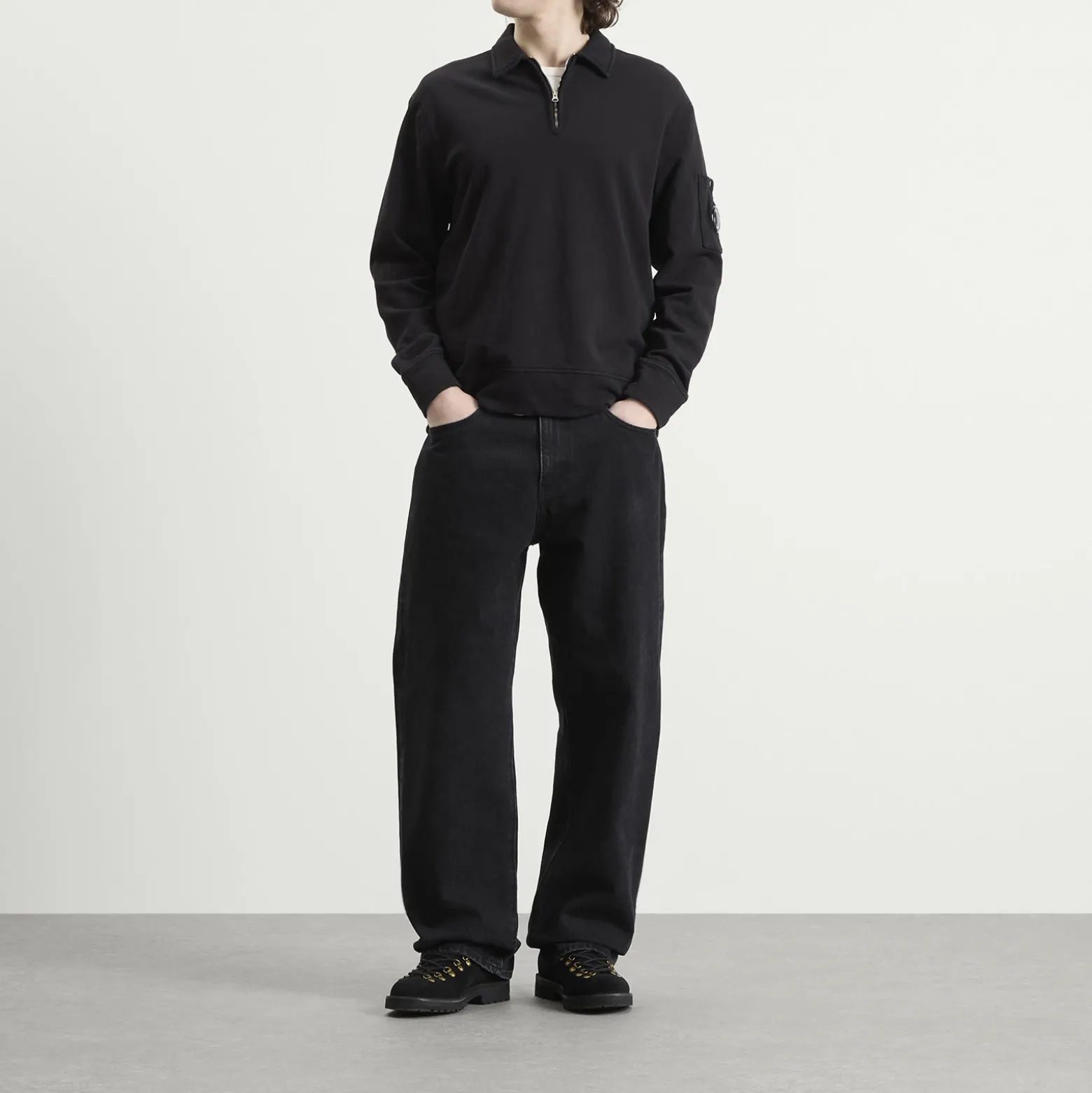 C.P. Company Malfile Fleece Quarter Zip Collared Sweatshirt