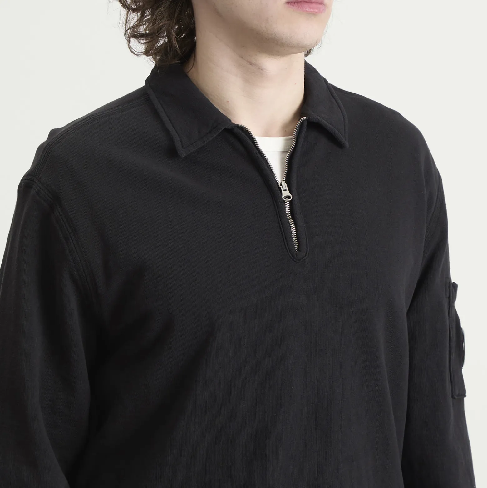 C.P. Company Malfile Fleece Quarter Zip Collared Sweatshirt