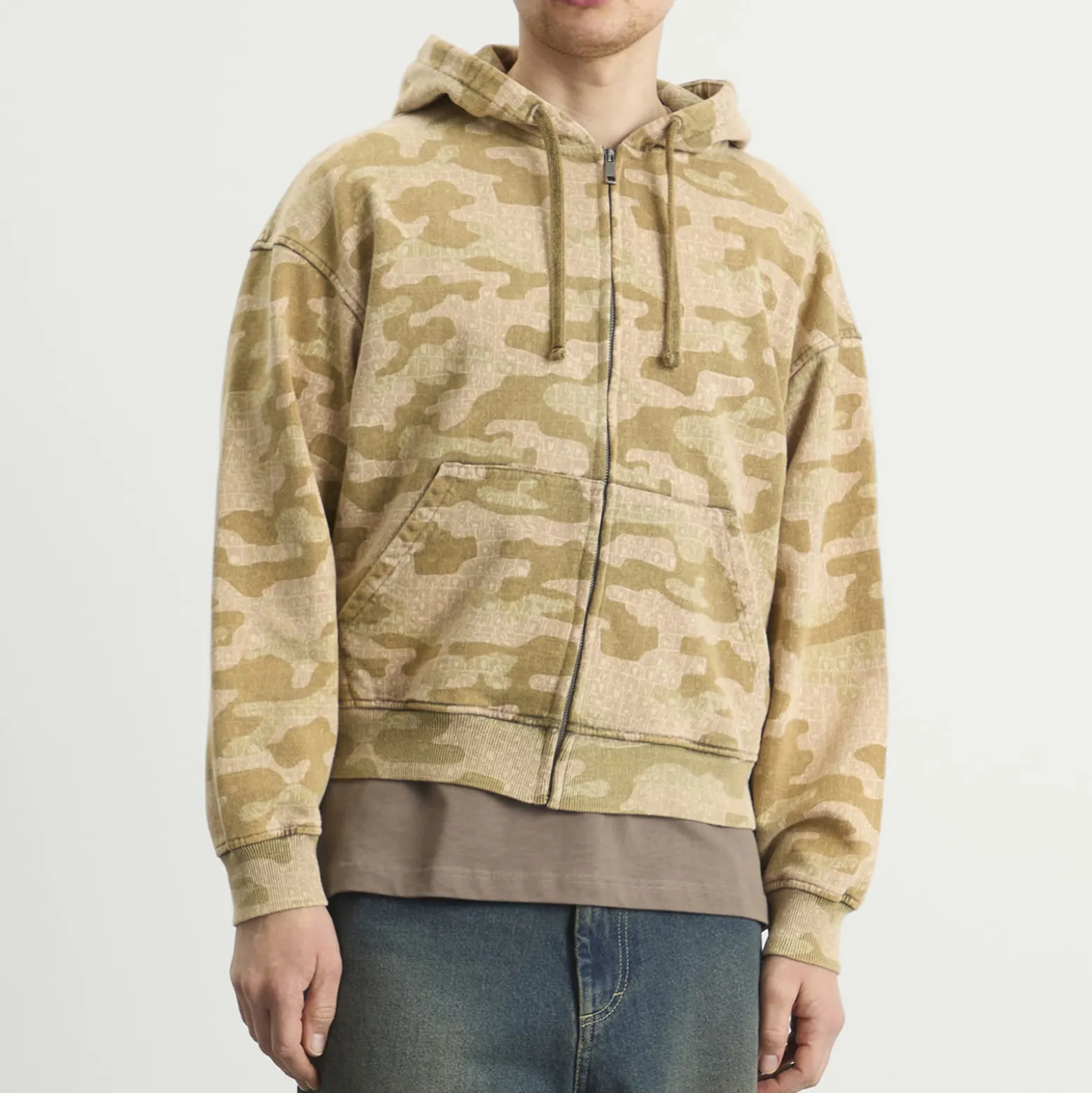 Daily Paper Boxy Camo Zip Hoodie