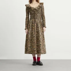 Damson Madder Harper Shirred Midi Dress