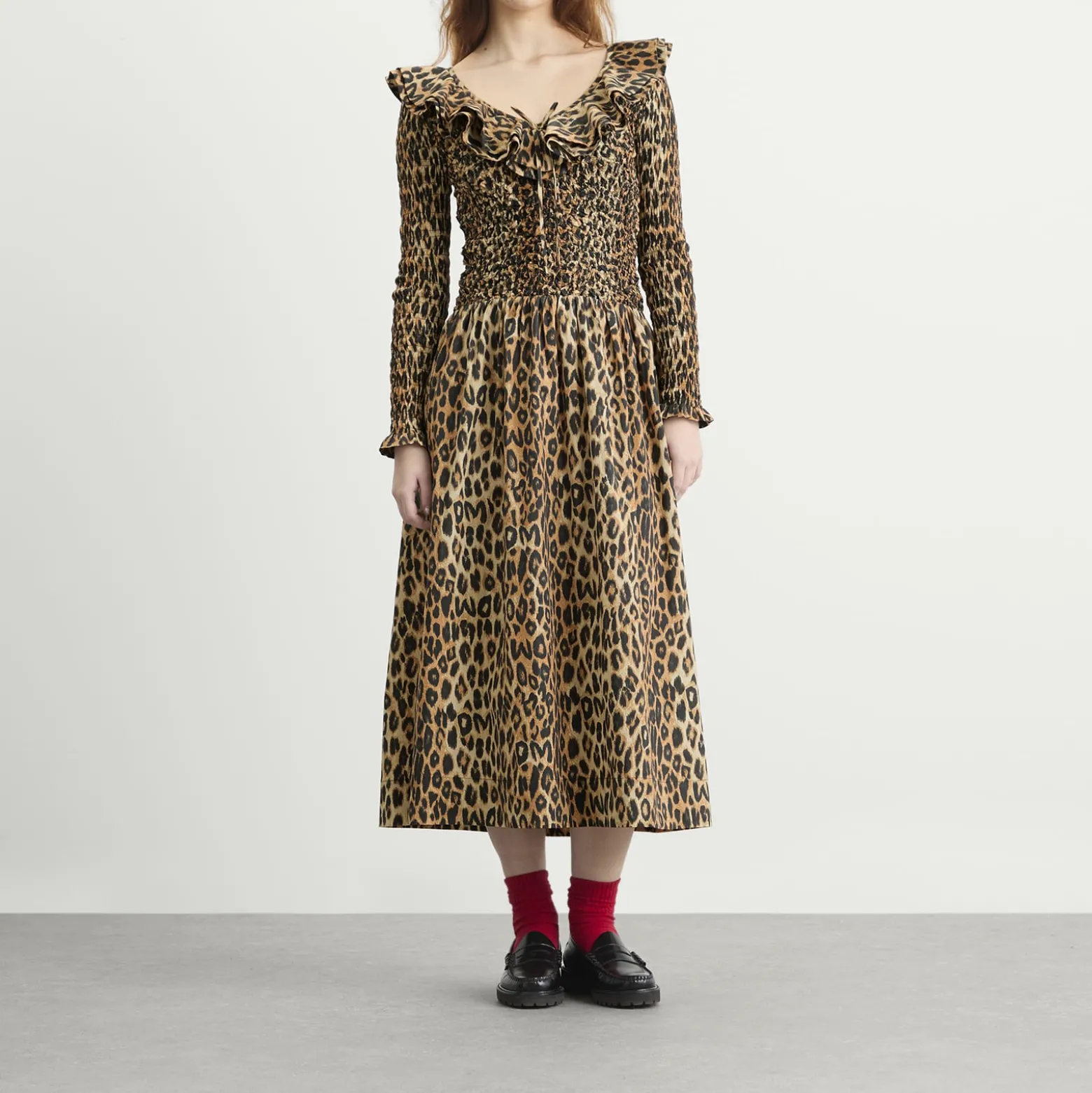 Damson Madder Harper Shirred Midi Dress