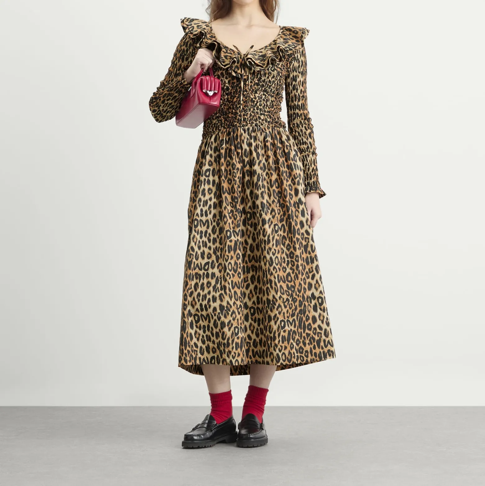 Damson Madder Harper Shirred Midi Dress