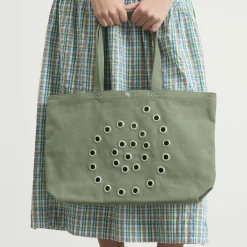 Damson Madder Raine Swirly Eyelet Tote Bag - Mint