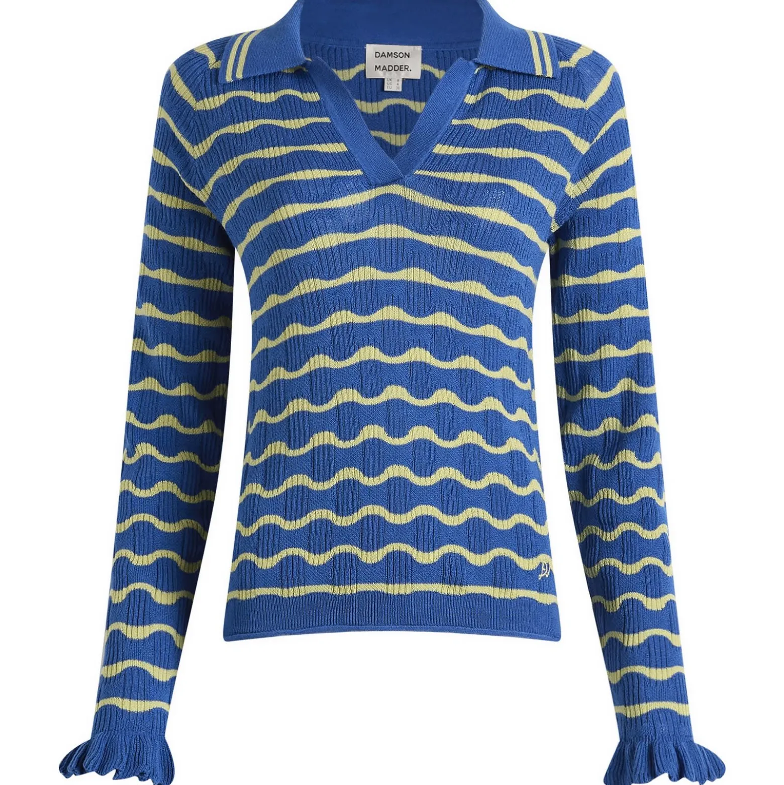 Damson Madder Silvia Cotton Merino Blend Polo Jumper