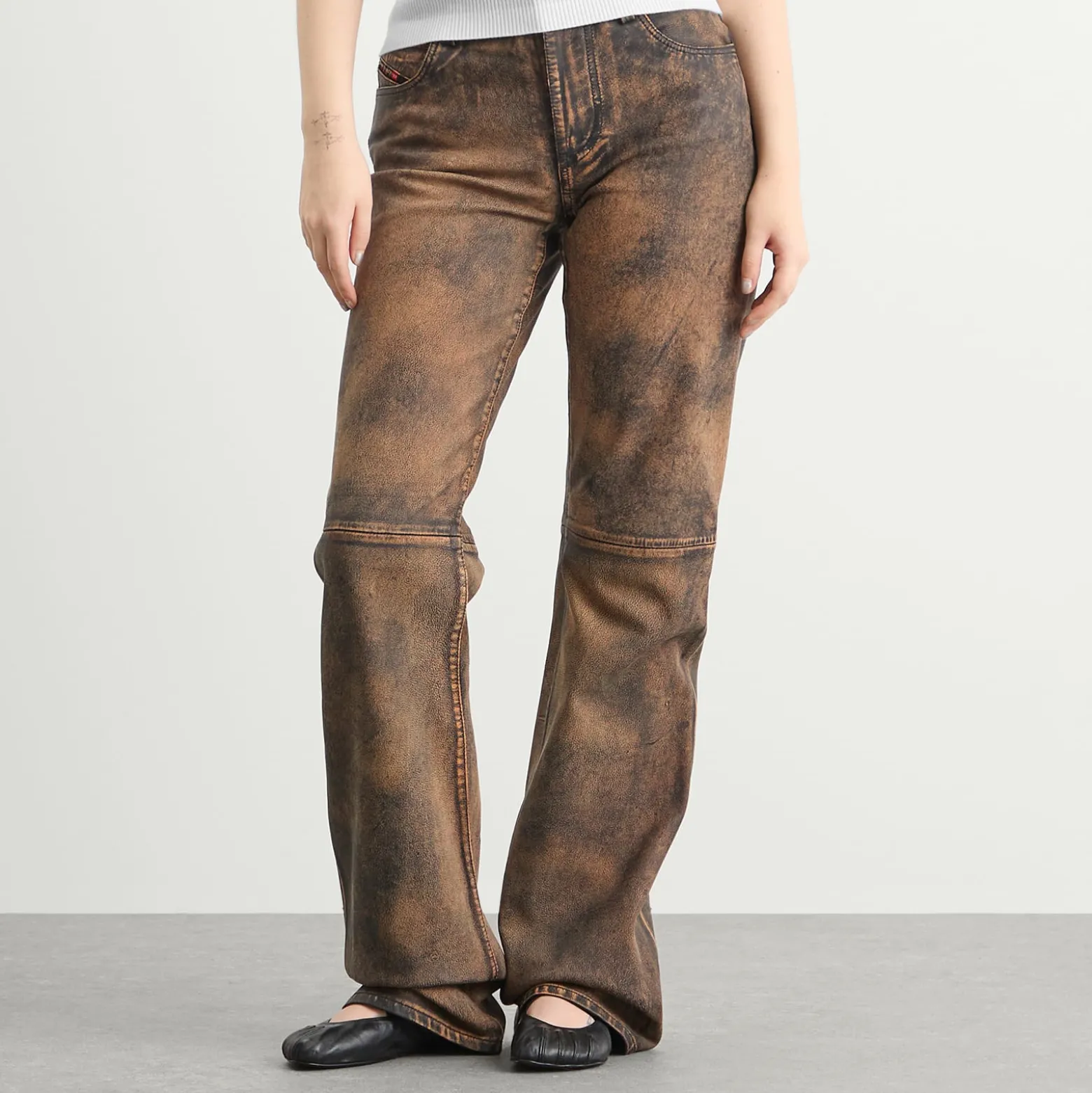 Diesel L-Ysa Camouflage Leather Trousers