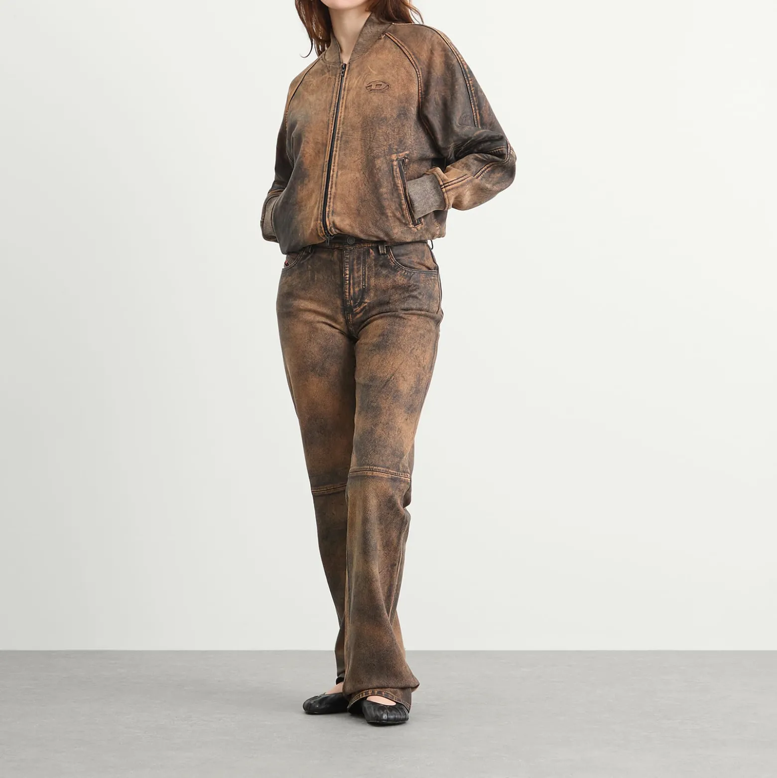 Diesel L-Ysa Camouflage Leather Trousers