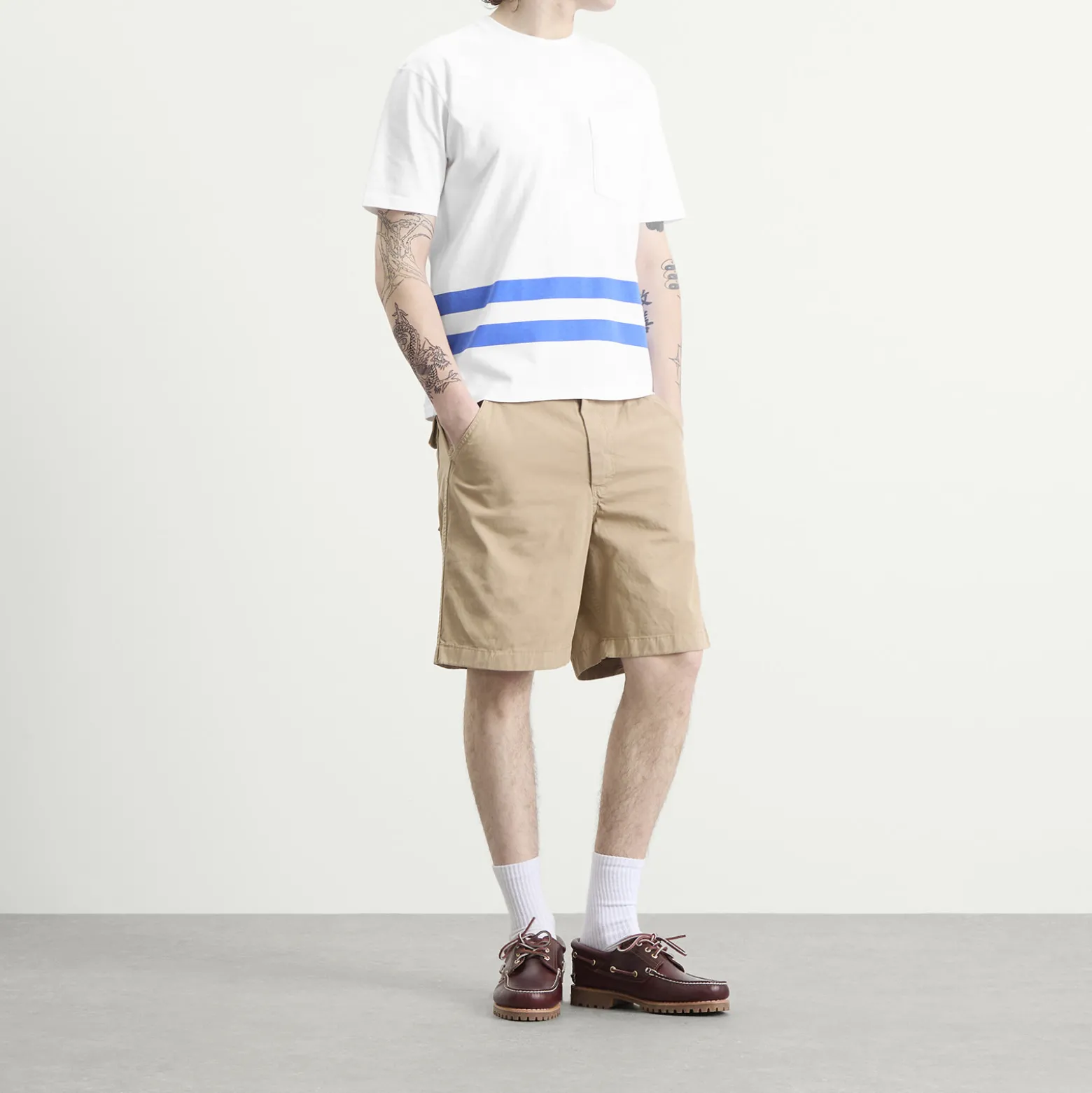 Drake's Printed Stripe Pocket T-Shirt