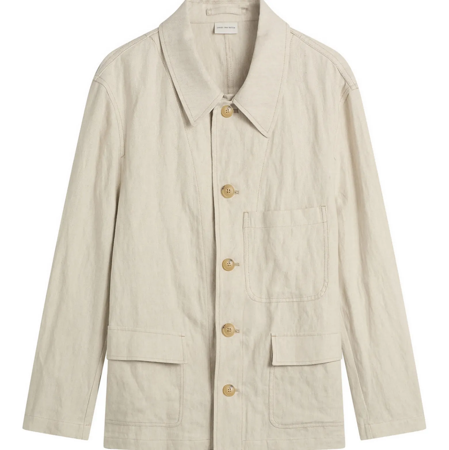 Dries Van Noten Herringbone Cotton Linen Chore Jacket