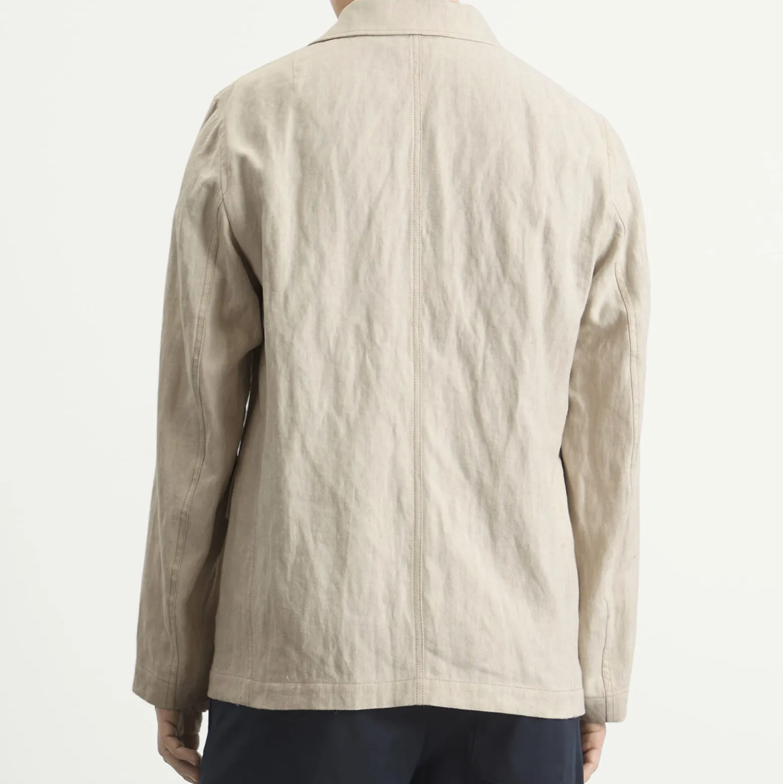 Dries Van Noten Herringbone Cotton Linen Chore Jacket