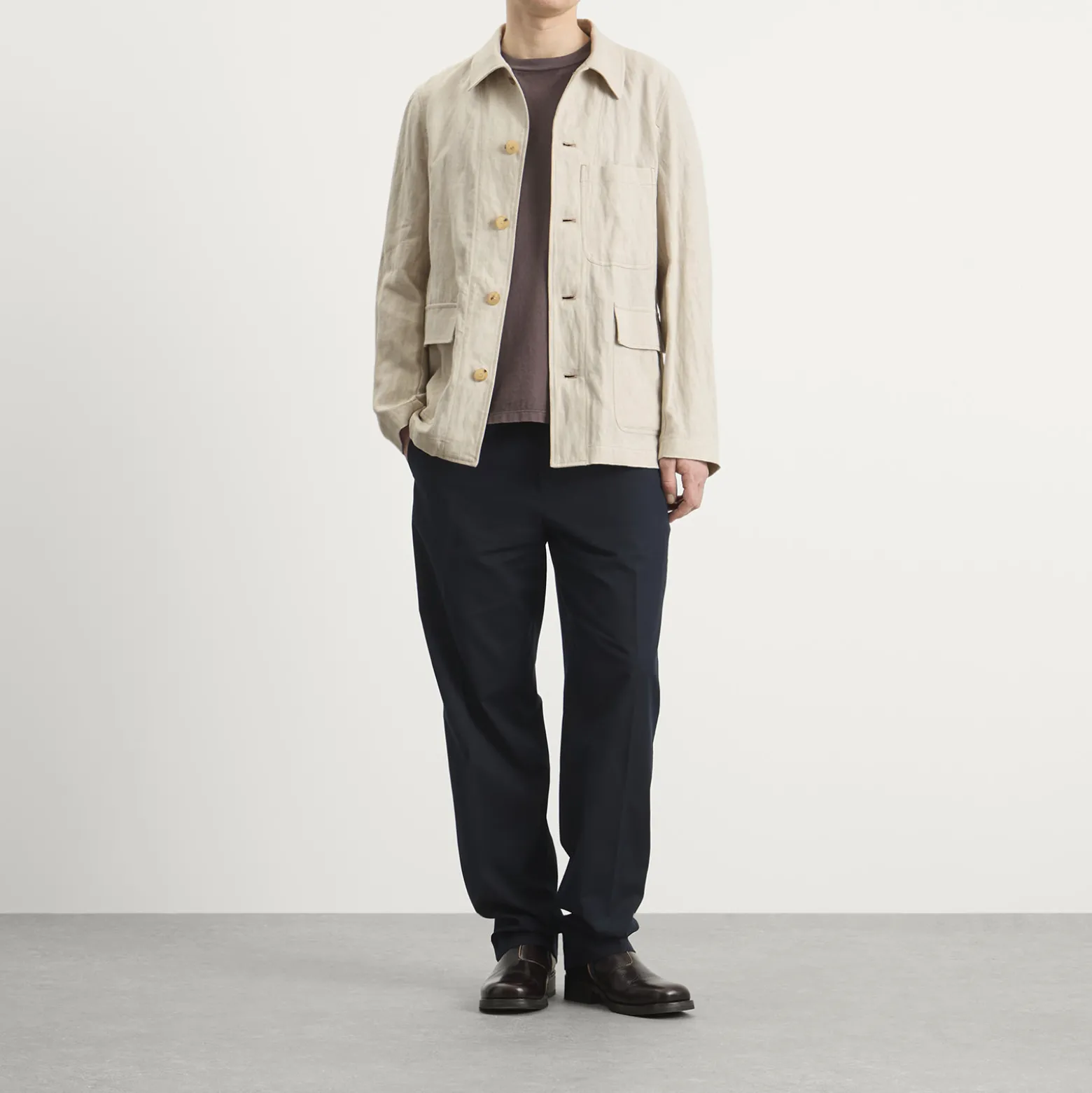 Dries Van Noten Herringbone Cotton Linen Chore Jacket
