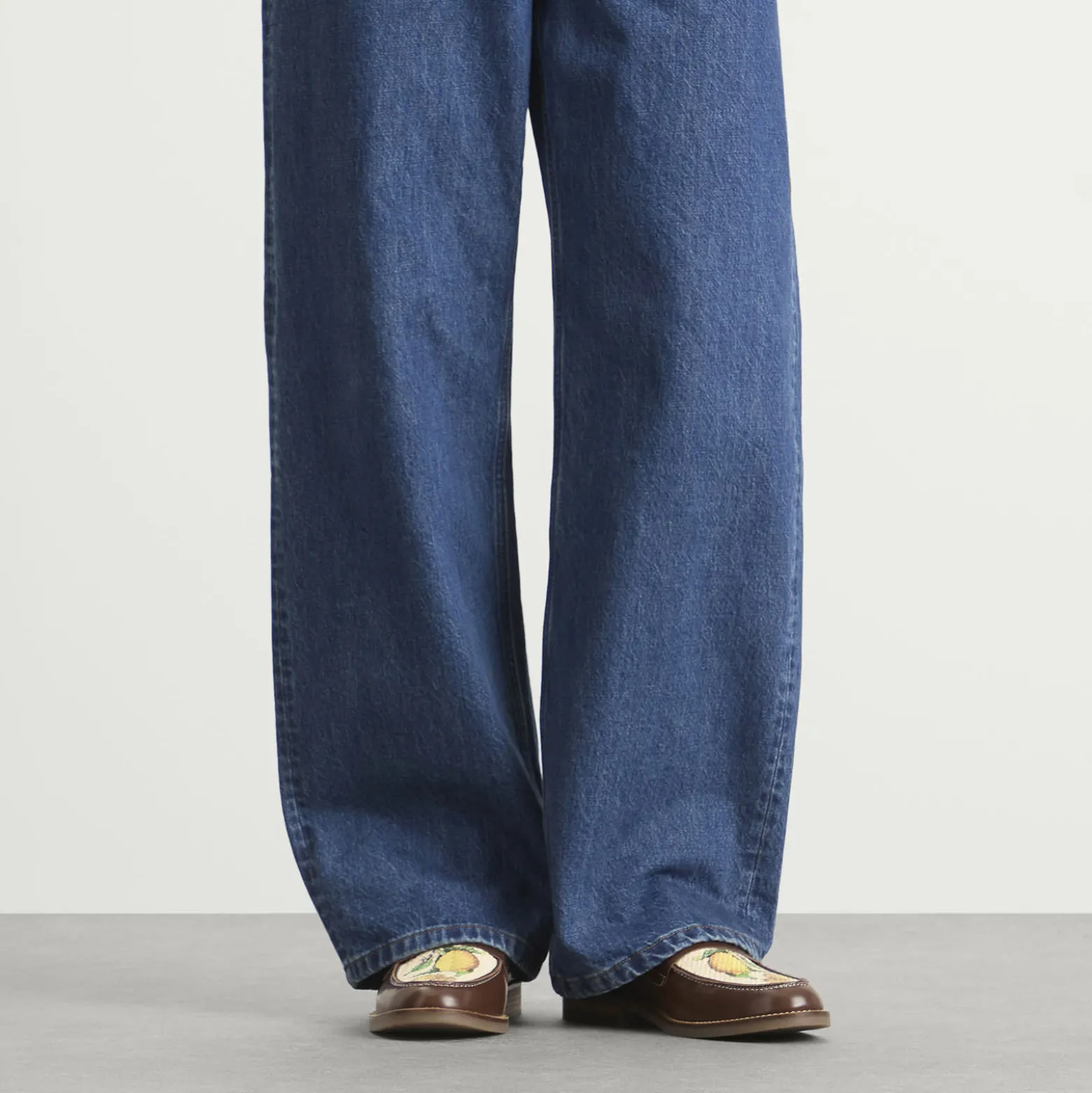 Duke + Dexter Wilde Chestnut Lemon Raffia Penny Loafer
