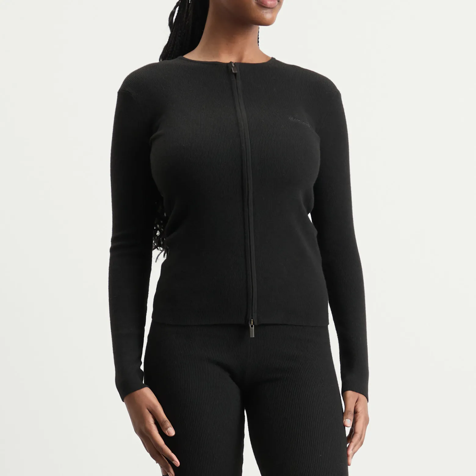 Fear of God ESSENTIALS Signature Rib Knit Long Sleeve Zip Up