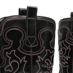 GANNI Mid Shaft Embroidered Western Boots