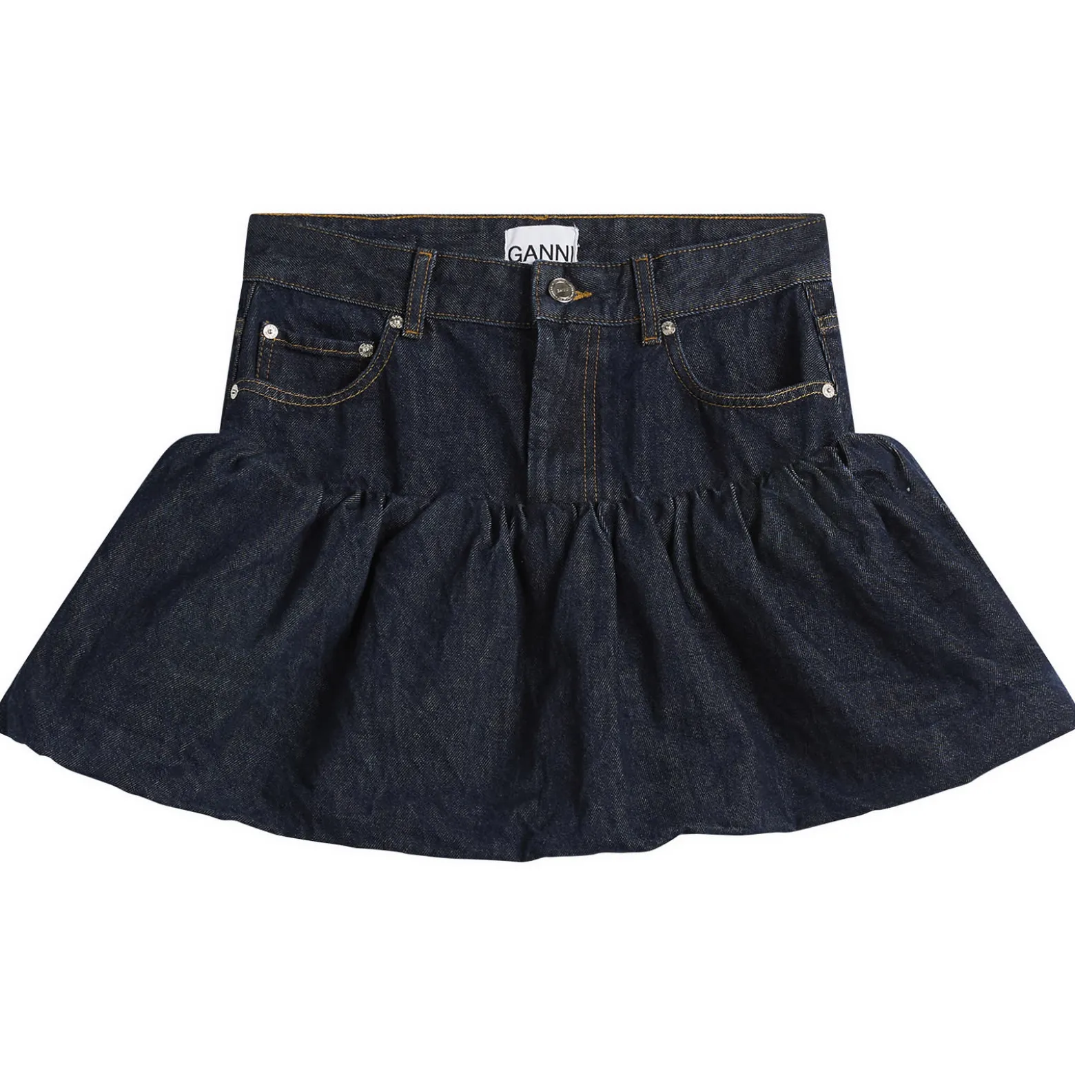 GANNI Rinse Denim Bubble Mini Skirt