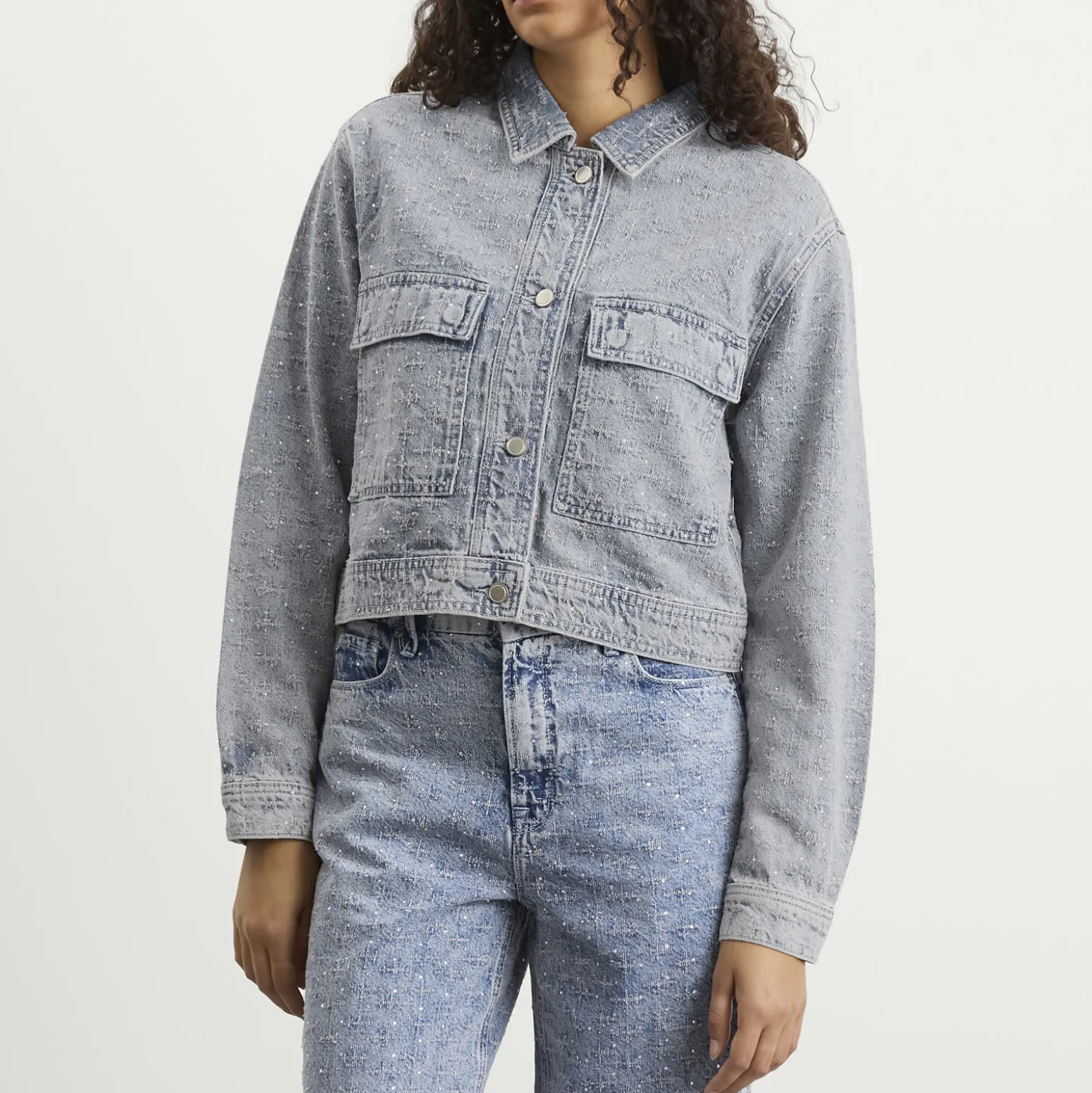 Good American Crystal Denim Jacket