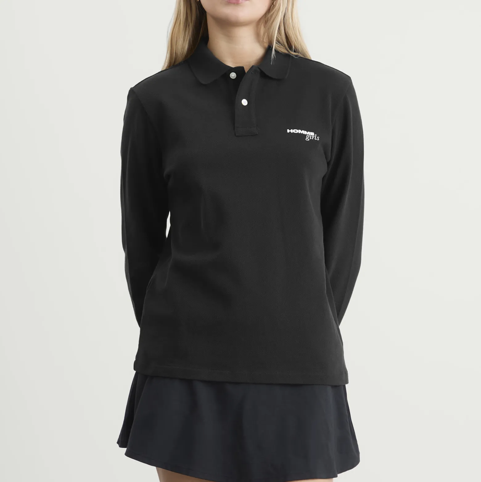 HOMMEGIRLS Cropped Ss Stripe Pique Polo