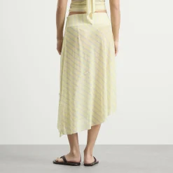 House Of Sunny Striped Mesh Asymmetric Skirt