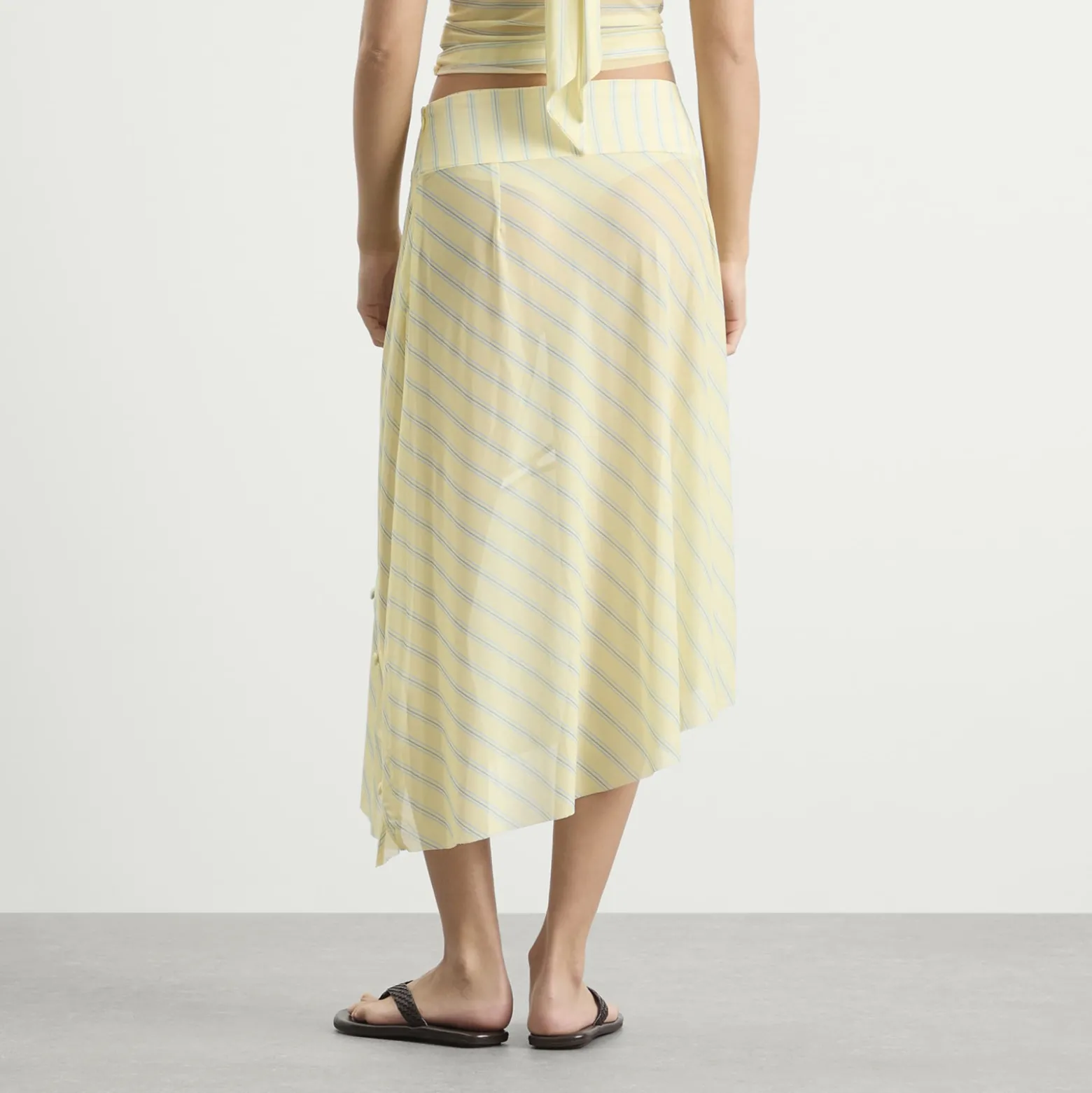 House Of Sunny Striped Mesh Asymmetric Skirt