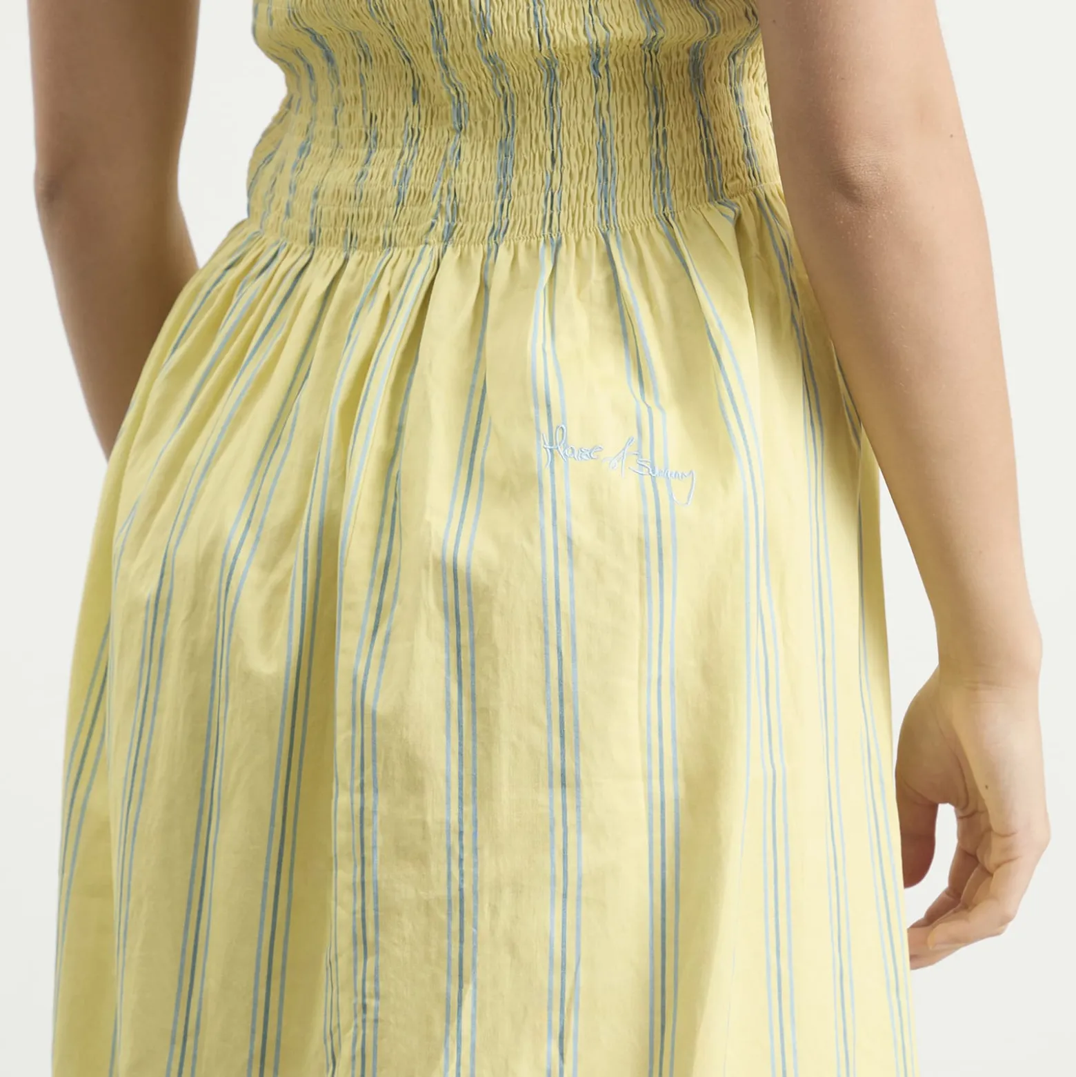 House Of Sunny Striped Ruched Mesh Dress